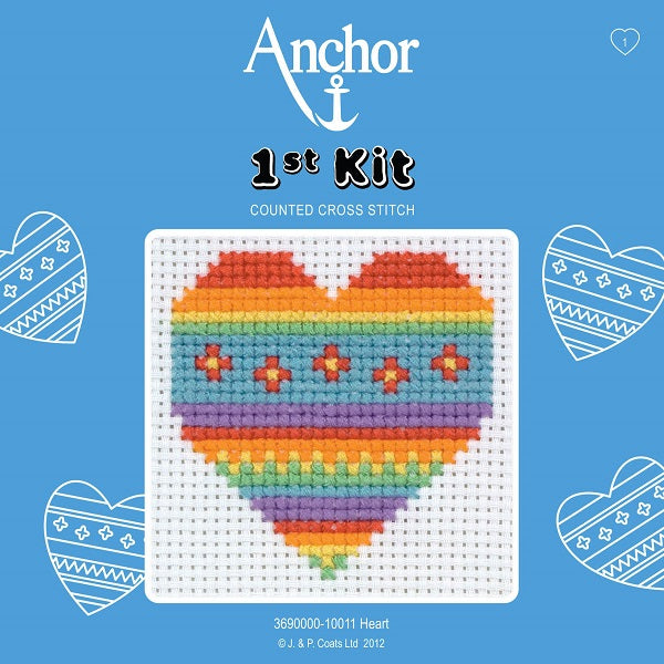 Anchor 1st Counted Cross Stitch Heart kosse nanat khar kosse