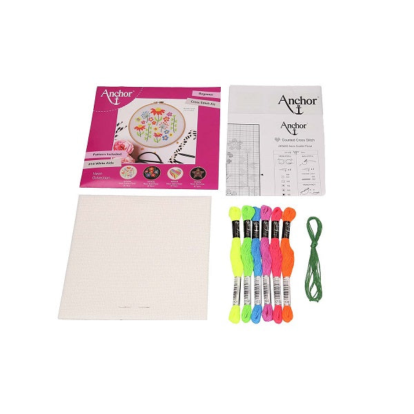 Anchor Neon Scatter Floral Cross Stitch Kit kosse nanat khar kosse