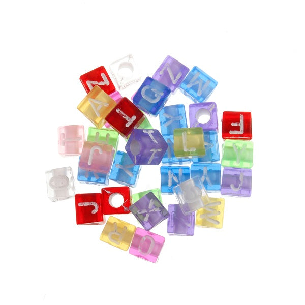 Plastic Transparent Coloured Alphabet Beads kosse nanat khar kosse