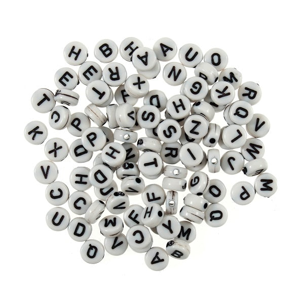 White Plastic Alphabet Beads kosse nanat khar kosse