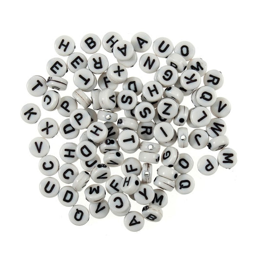 White Plastic Alphabet Beads