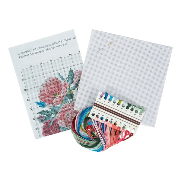 Trimits Large Counted Cross Stitch Floral Heart Kit kosse nanat khar kosse