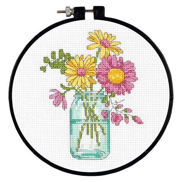 Summer Flowers Learn-a-Craft Counted Cross Stitch Kit with Hoop kosse nanat khar kosse