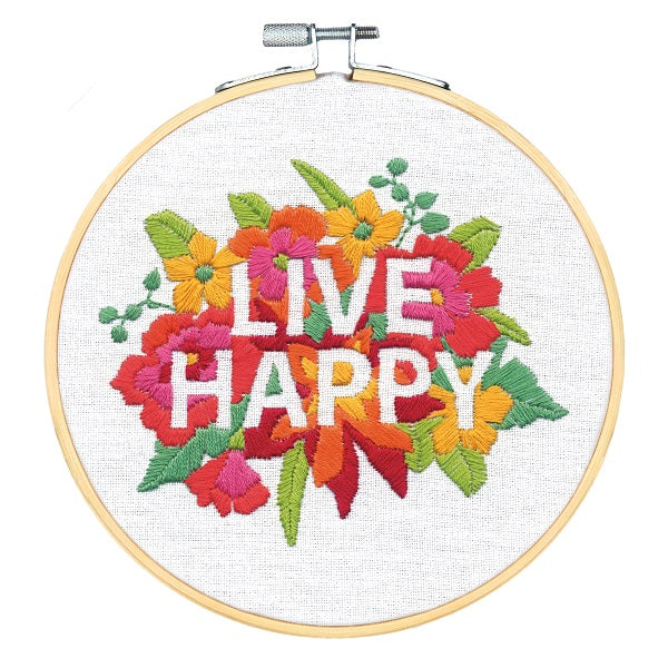 Live Happy Embroidery Kit with Hoop kosse nanat khar kosse
