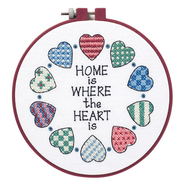 Home and Heart Stamped Cross Stitch Kit with Hoop kosse nanat khar kosse