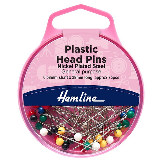 Hemline Plastic coloured head pins
