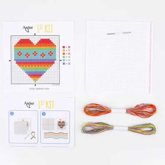 Anchor 1st Counted Cross Stitch Heart kosse nanat khar kosse