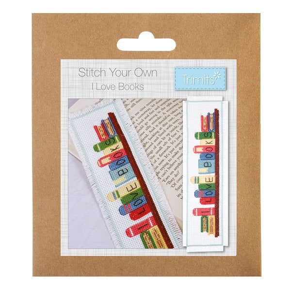 Trimits I Love Books Mini Counted Cross Stitch Kit Bookmark kosse nanat khar kosse
