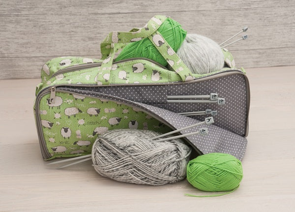 Knitting Bag with Pin Storage: Sheep kosse nanat khar kosse