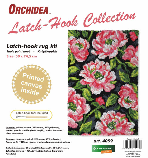 Roses Latch Hook Rug Kit kosse nanat khar kosse