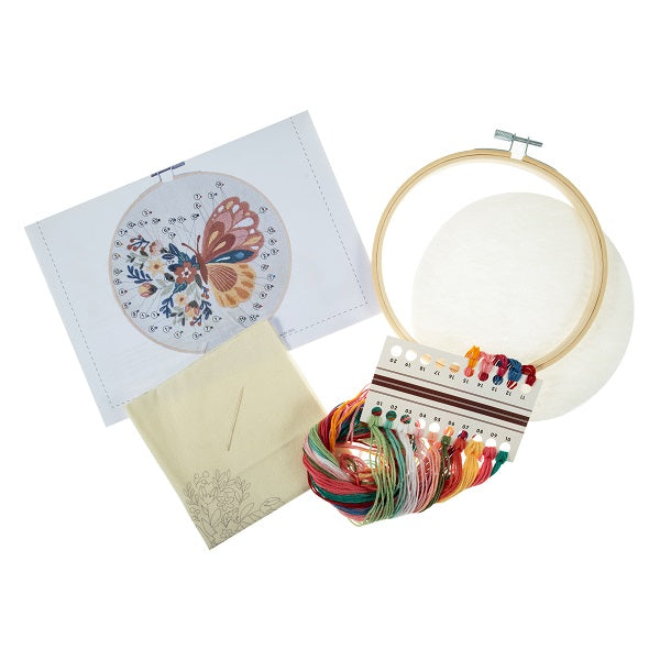 Butterfly Embroidery Kit with Hoop kosse nanat khar kosse