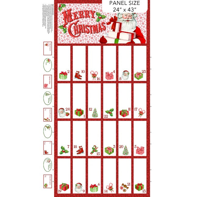 Vintage Christmas Advent Calendar Panel kosse nanat khar kosse