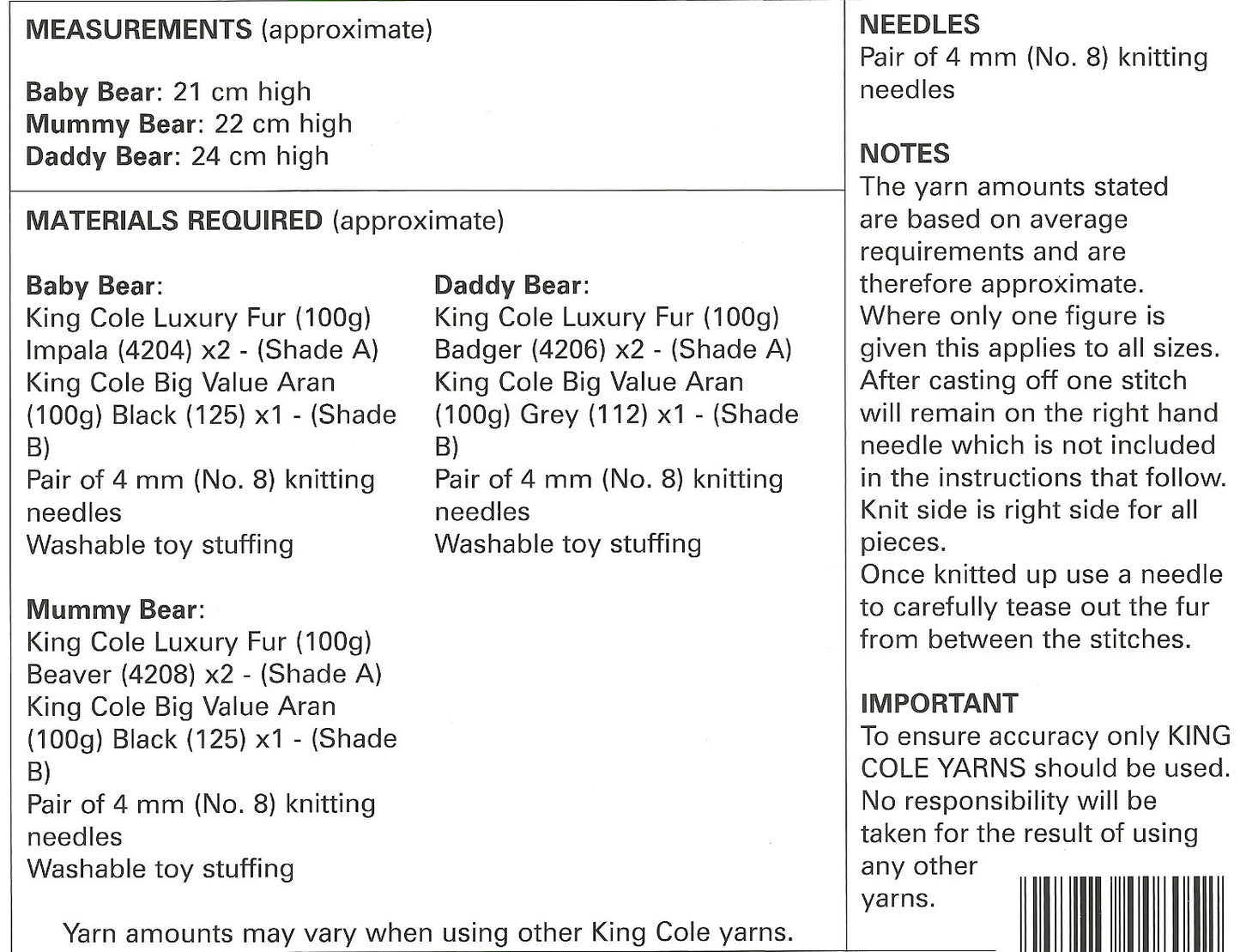 King Cole 9120 kosse nanat khar kosse