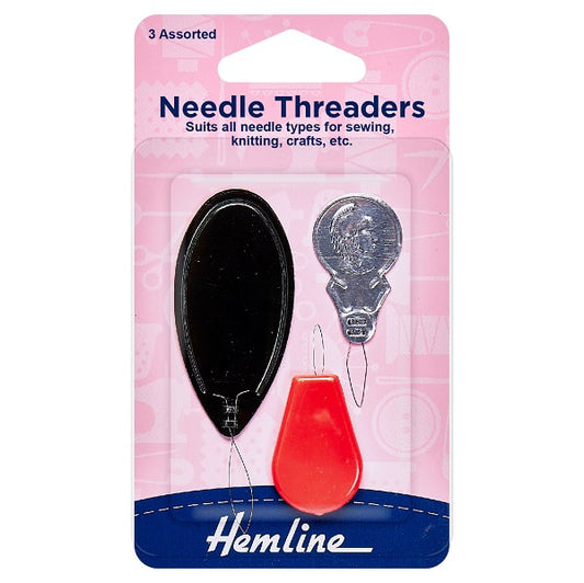 Hemline Assorted Pack of 3 Needle Threaders