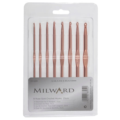 Milward Rose Gold Crochet Hook Set 15cm, 3.00 - 6.50mm