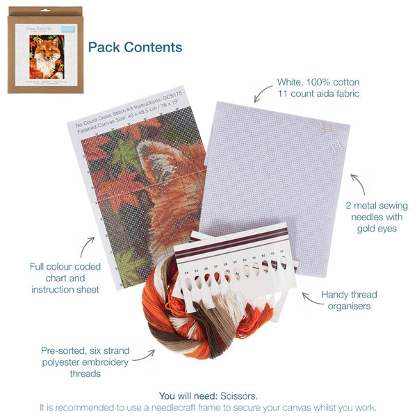 Trimits Large Counted Cross stitch Fox Kit kosse nanat khar kosse 