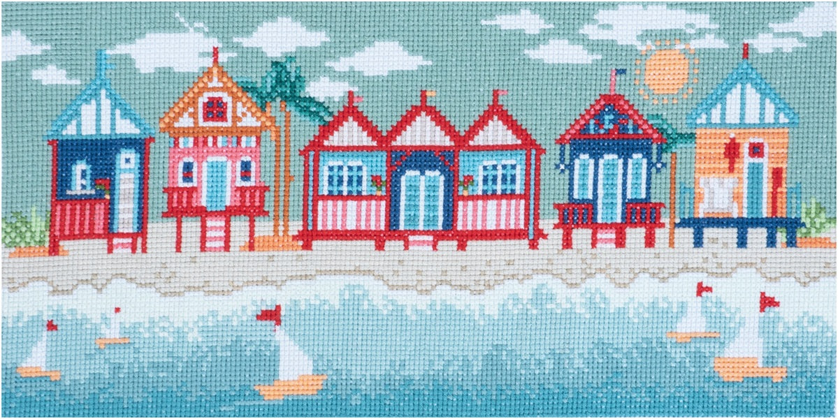 Trimits Large Counted Cross Stitch Beach Huts Kit kosse nanat khar kosse 