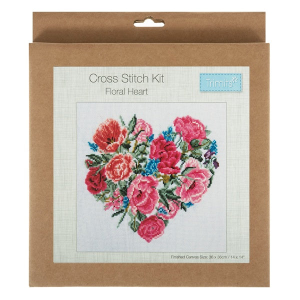 Trimits Large Counted Cross Stitch Floral Heart Kit kosse nanat khar kosse 