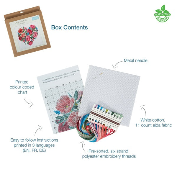 Trimits Large Counted Cross Stitch Floral Heart Kit kosse nanat khar kosse 