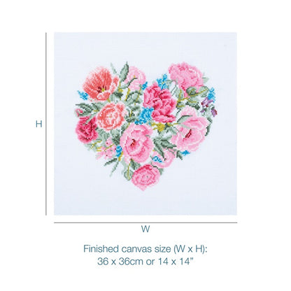 Trimits Large Counted Cross Stitch Floral Heart Kit