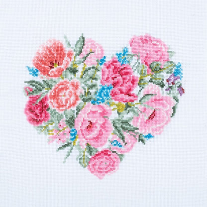 Trimits Large Counted Cross Stitch Floral Heart Kit