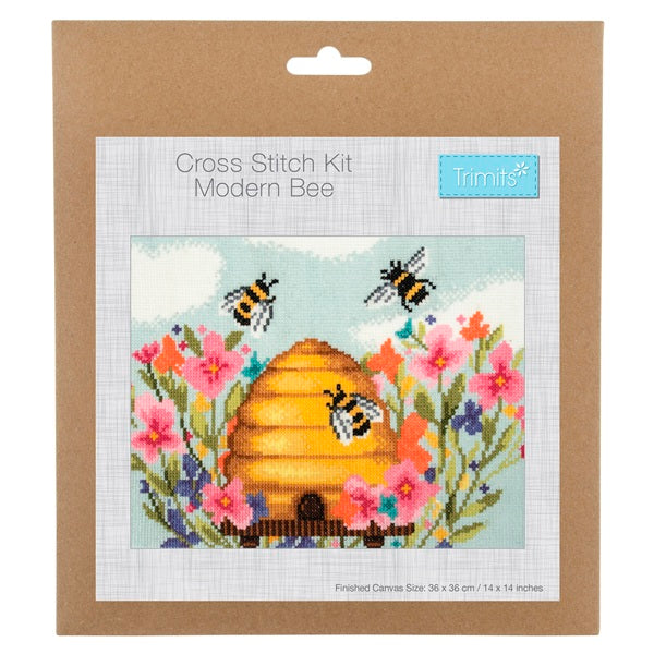 Trimits Large Counted Cross Stitch Modern Bee Kit kosse nanat khar kosse 