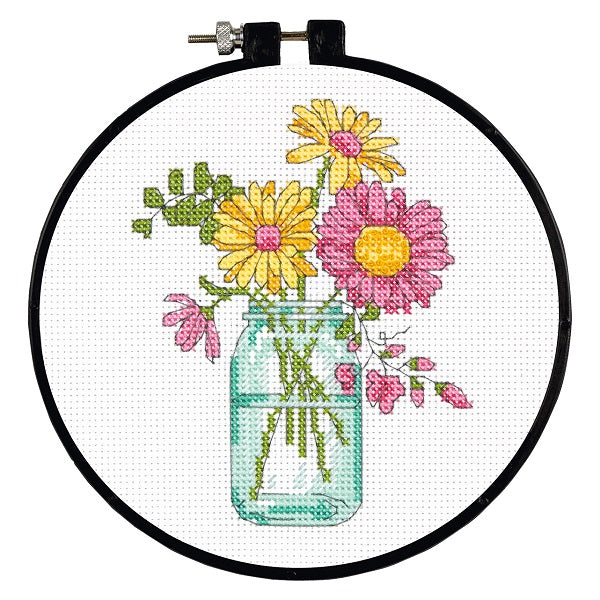 Summer Flowers Learn-a-Craft Counted Cross Stitch Kit with Hoop kosse nanat khar kosse 