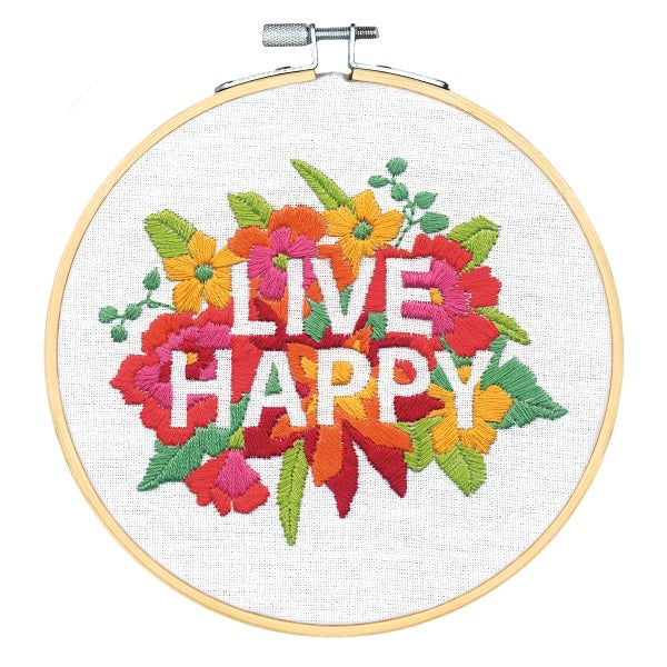 Live Happy Embroidery Kit with Hoop kosse nanat khar kosse 