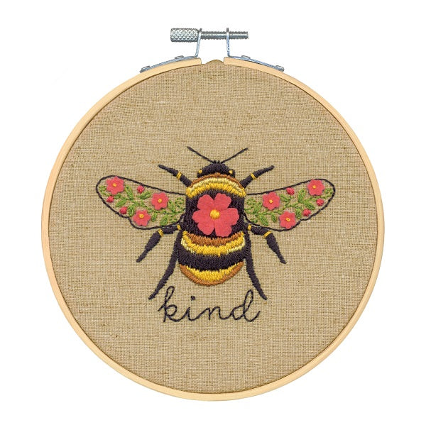 Bee Kind Embroidery Kit with Hoop kosse nanat khar kosse 