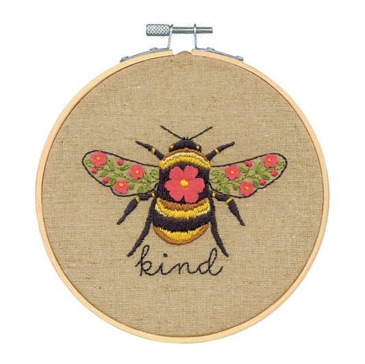 Bee Kind Embroidery Kit with Hoop
