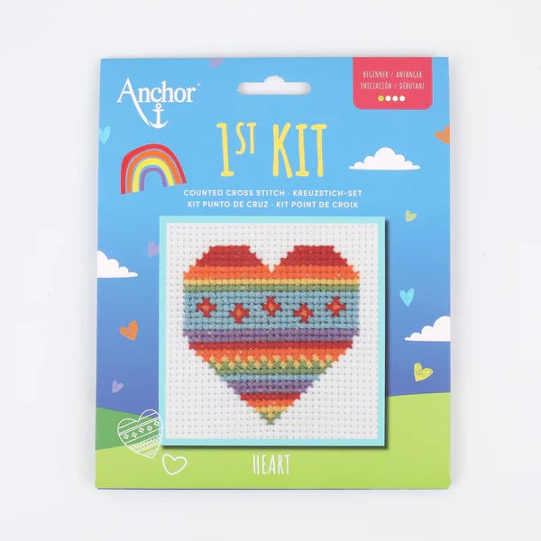 Anchor 1st Counted Cross Stitch Heart kosse nanat khar kosse 