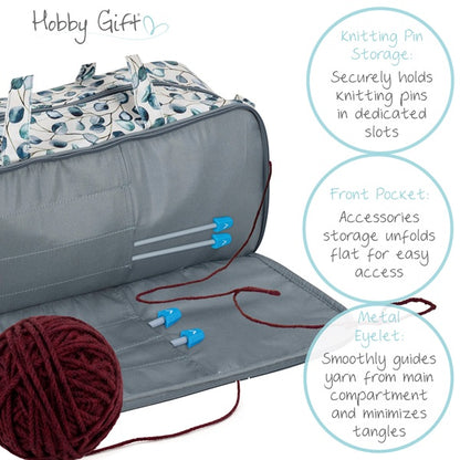 Knitting Bag with Pin Case: Botanical