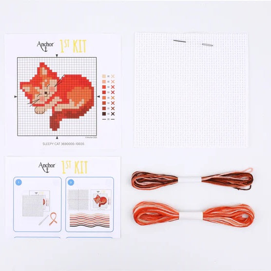 Anchor 1st Counted Cross Sleepy Cat kosse nanat khar kosse 
