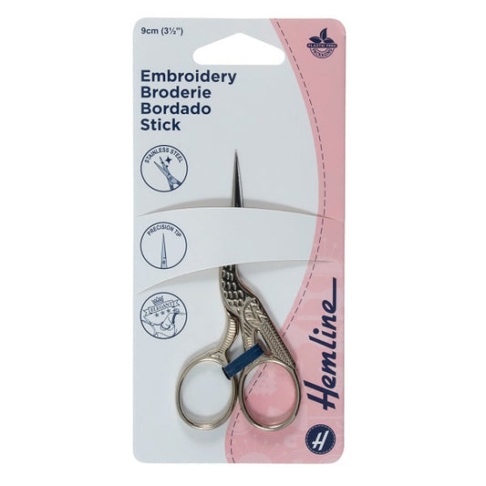 Hemline Embroidery Stork Scissors